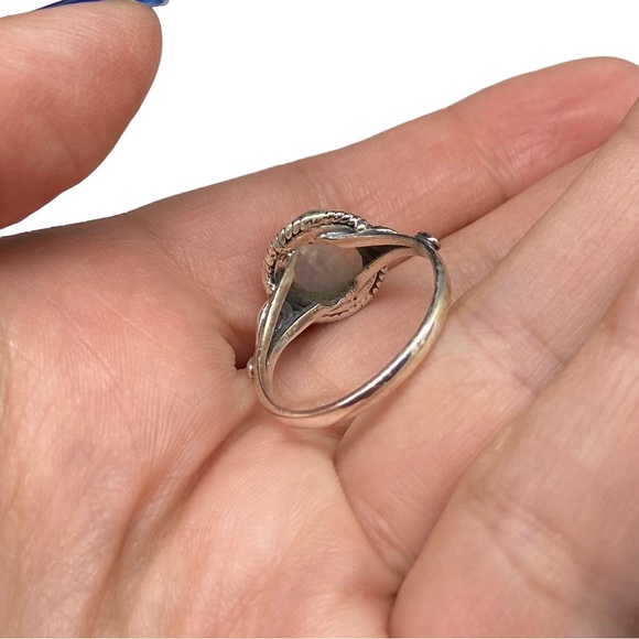 Rainbow Moonstone Ring Size 8 Solid Sterling Silver 925 Dainty Boho Stone - Picture 8 of 12